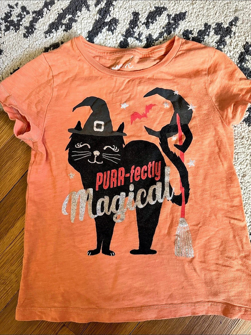 peek Halloween Graphic Short Sleeve Tee Orange Girls 6/7